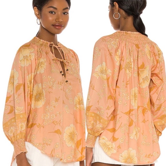 Spell Tops - Spell & The Gypsy The Sloan Blouse in Peach Floral